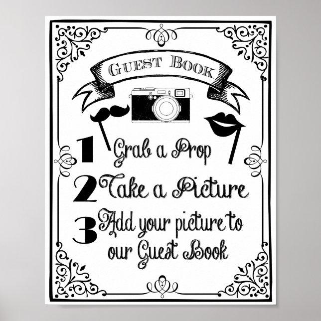 PHOTO BOOTH guest book wedding or party sign (Front)