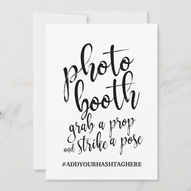 Photo Booth Hashtag Affordable Sign Invitation (Front)