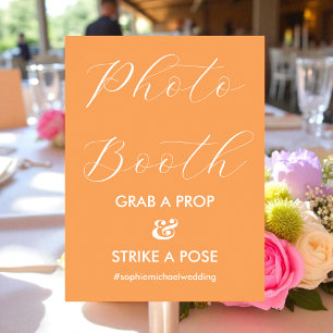 Photo Booth Orange White Wedding Poster
