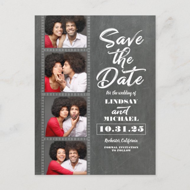 Photo Booth Photos Fun Save the Date Announcement Postcard (Front)
