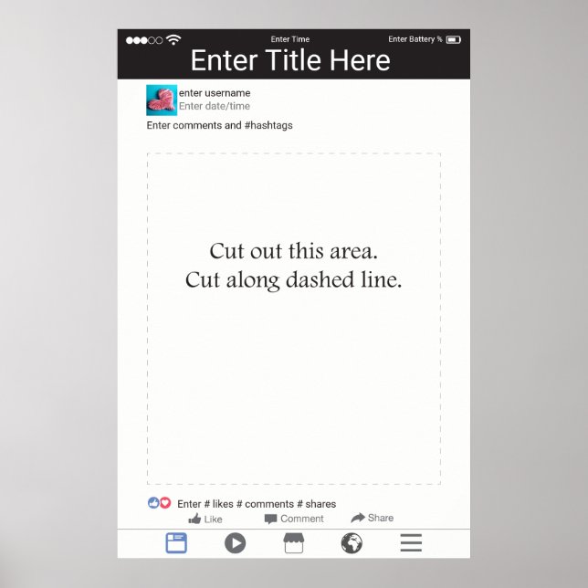 Photo Booth Prop Frame Facebook Inspired Design Poster (Front)