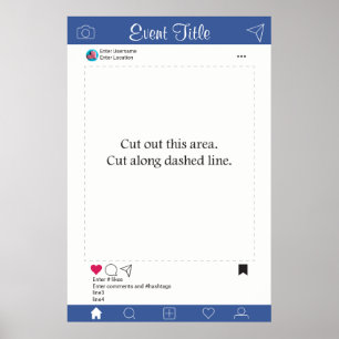 Photo Booth Prop Frame Poster Blue