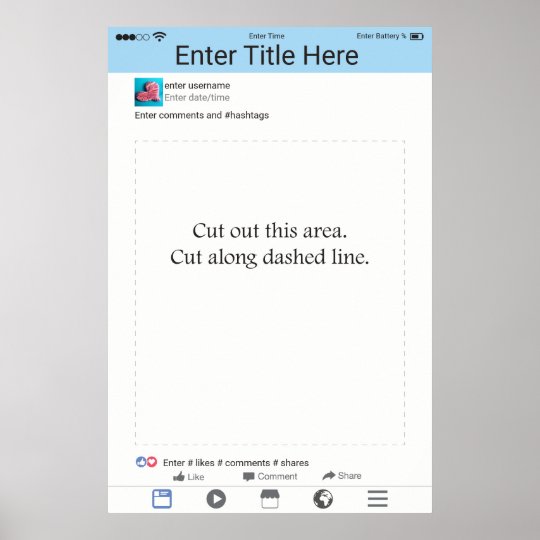 Photo Booth Prop Frame Poster Facebook Inspired Zazzle Co Uk