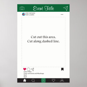 Photo Booth Prop Frame Poster Green Black