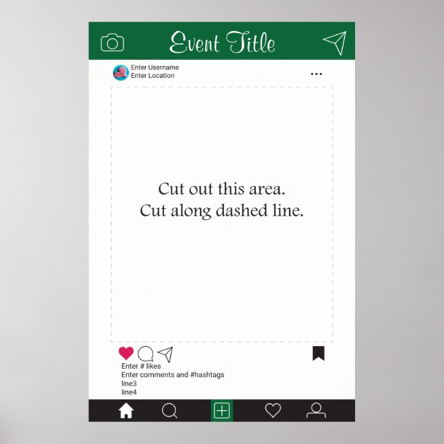 Photo Booth Prop Frame Poster Green Black (Front)