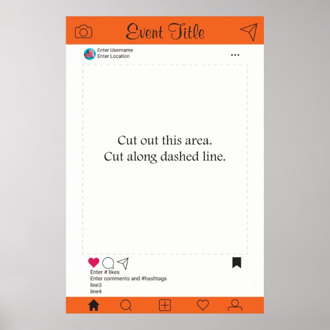 Photo Booth Prop Frame Poster Social Media Design (Front)