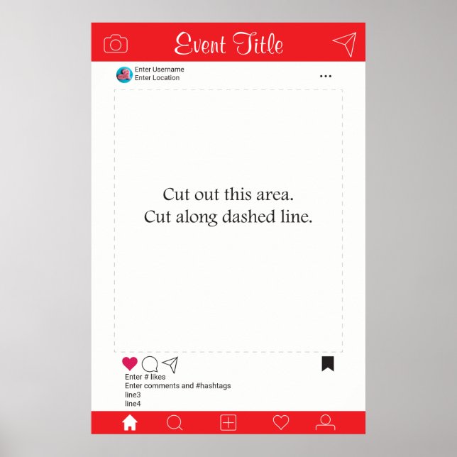 Photo Booth Prop Frame Poster Social Media Design (Front)