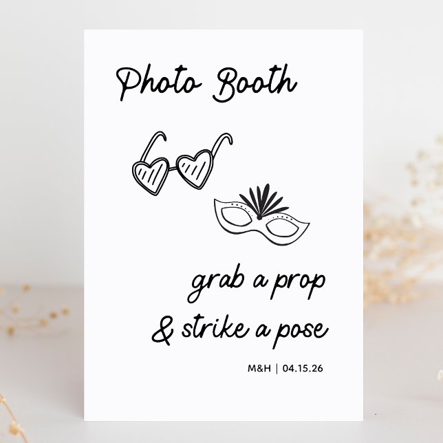 Photo Booth Prop Modern Minimalist Wedding Sign  (Strike a pose! This cute, modern, chic photo booth prop sign adds a fun touch to your wedding day.)