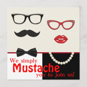 Photo Booth Prop Moustache Birthday Party Invitation