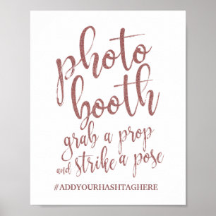 Photo Booth Rose Gold Glitter 8x10 Wedding Sign