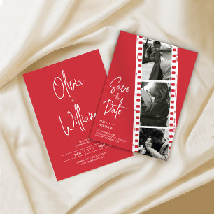 Photo Booth Save the Date Wedding Red Modern