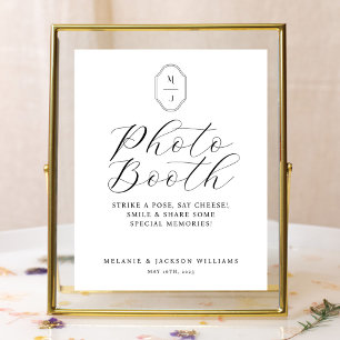 Photo Booth Sign Minimal Elegant Script & Monogram