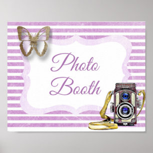 Photo Booth Sign Purple Butterfly Poster