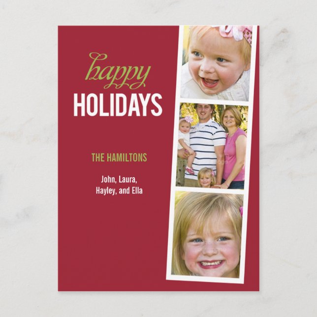 Photo Booth Style Holiday Photo Card Postcard (Front)