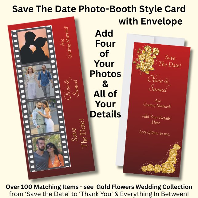 Photo Booth Style Save The Date Flat Card (Creator Uploaded)