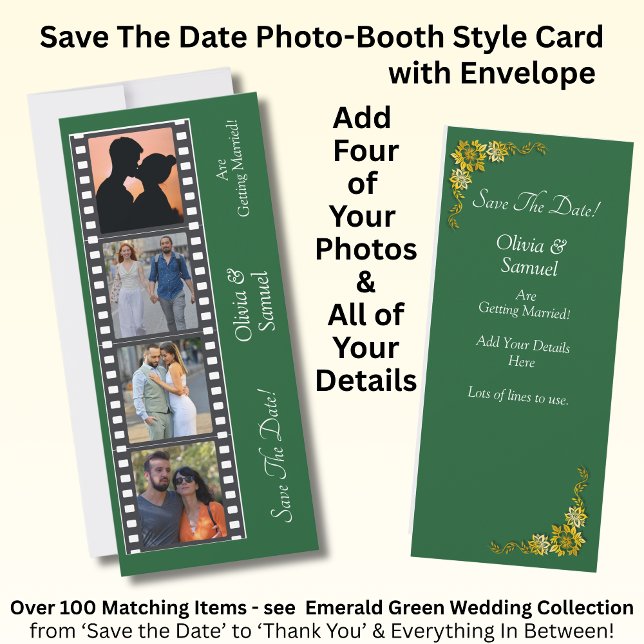 Photo Booth Style Save The Date Flat Card (Creator Uploaded)