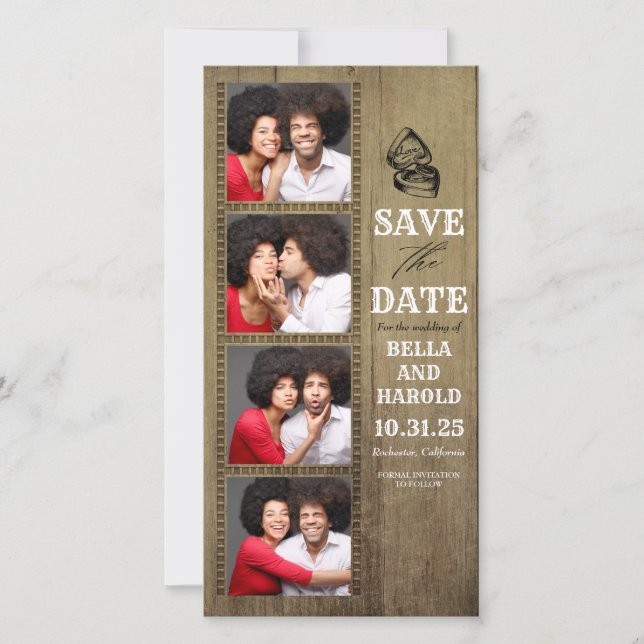 Photo Booth Themed Rustic Country Save the Date (Front)