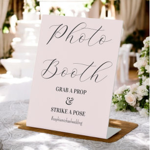Photo Booth Wedding Blush Pink  Pedestal Sign
