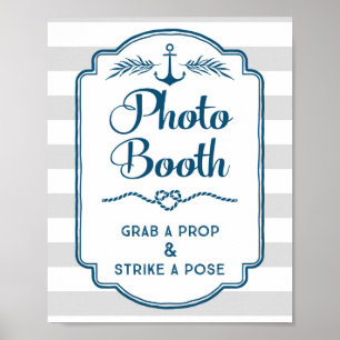 Photo Booth Wedding Sign Blue Nautical Stripes