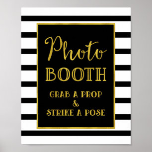 Photo Booth Wedding Sign Gold Black Stripes