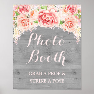 Photo Booth Wedding Sign Pink Watercolor Wood