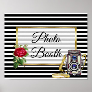 Photo Booth Wedding Sign Red Rose poster