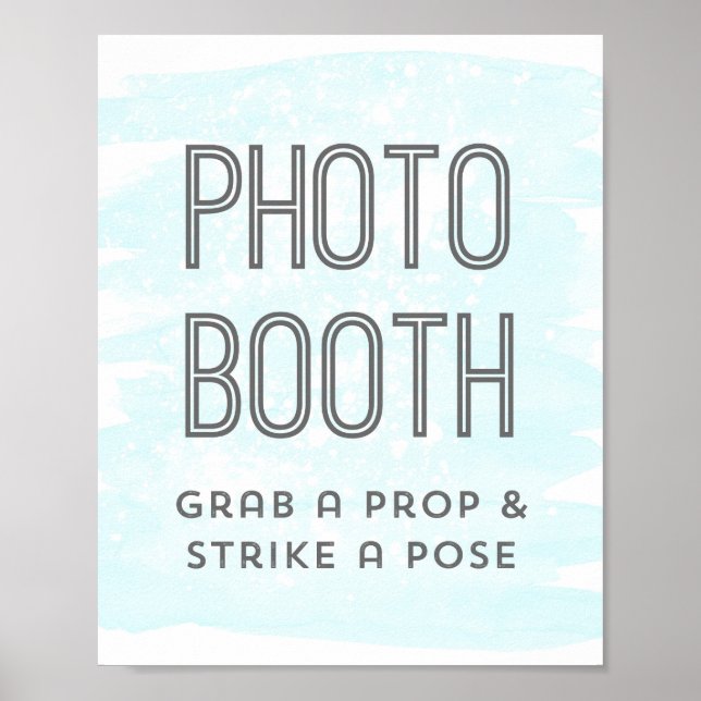 Photo Booth Wedding Sign Sky Blue Watercolor (Front)
