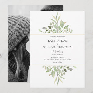 Photo Botanical Eucalyptus Greenery Wedding Invitation