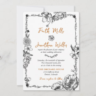 Photo Botanical Floral Vintage Wedding Invitation