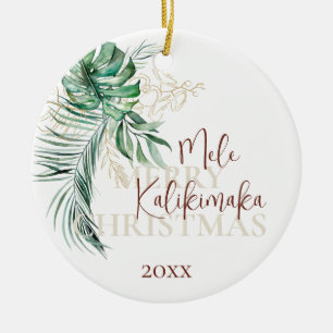 PHOTO Botanical Tropical Mele Kalikimaka Ceramic Tree Decoration