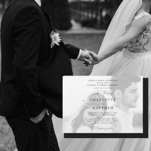 Photo Both Parents Black & White Wedding Invitation