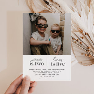 Photo Boys Joint Birthday Invitation - Script