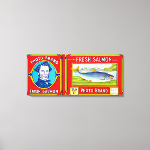 Photo Brand Salmon Label- Alaska Canvas Print