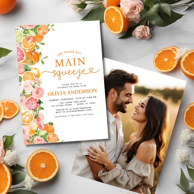 Photo Bridal Shower Citrus Main Squeeze Invitation (Creator Uploaded)