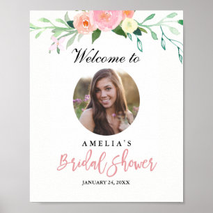Photo Bridal Shower Welcome Sign Botanical