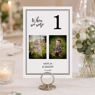 Photo Bride & Groom Age Wedding Table Number Card