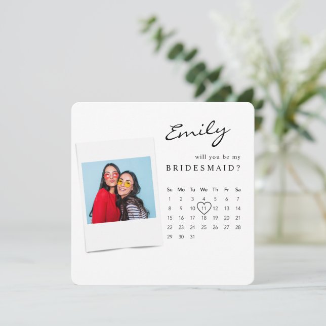 Photo Bridesmaid Proposal Card Will You Be My Maid (Standing Front)