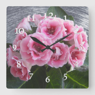 Photo. Bright bouquet of pink flowers. Square Wall Clock