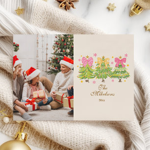 Photo Bright Ribbon Trees Holiday Family