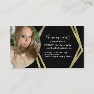 Photo Broker Health Tax Black Gold Business Cards