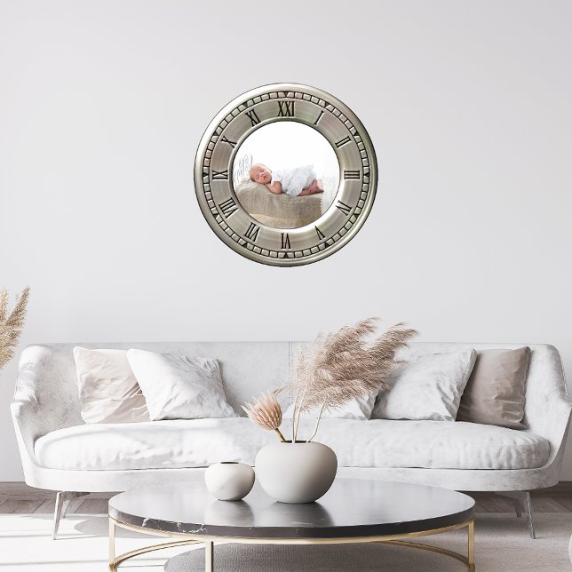 Photo Brushed Nickel Roman Numeral Large Clock (Creator Uploaded)