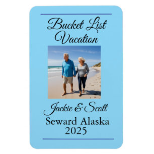 Photo Bucket List Cruise Vacation blue Personalise Magnet