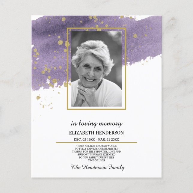 PHOTO Budget Sympathy In Loving Memory. Flyer (Front)