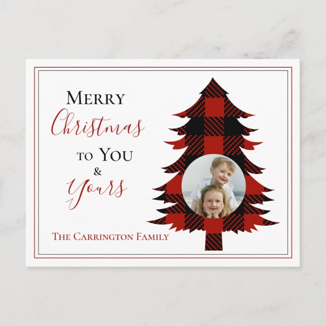 Photo Buffalo Check Christmas Tree  Postcard (Front)