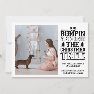 Photo Bumpin’ Around the Christmas Tree Pregnancy  Holiday Card