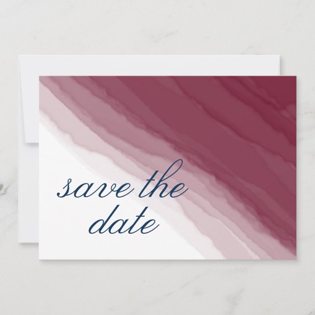 Photo Burgundy Navy Watercolor Save The Date (Front)