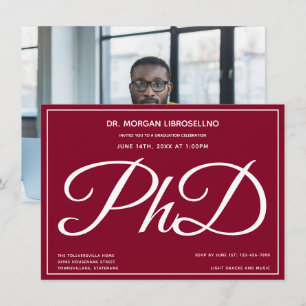 Photo Burgundy PhD Graduation Party Invitation