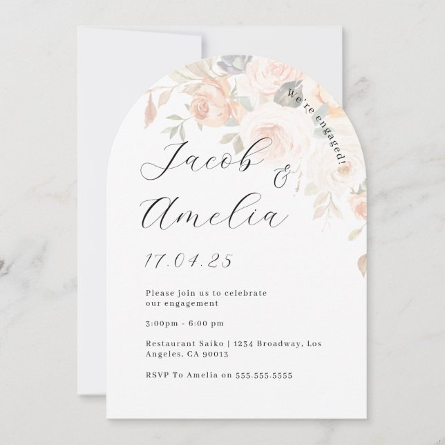 Photo Burnt Orange Floral Arch Engagement Party   Invitation (Front)