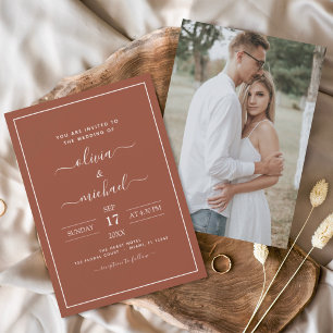 Photo Burnt Orange Terracotta Boho Wedding Invitation