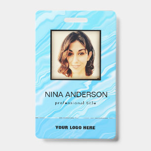 Photo Business Badge Blue Background ID Badge